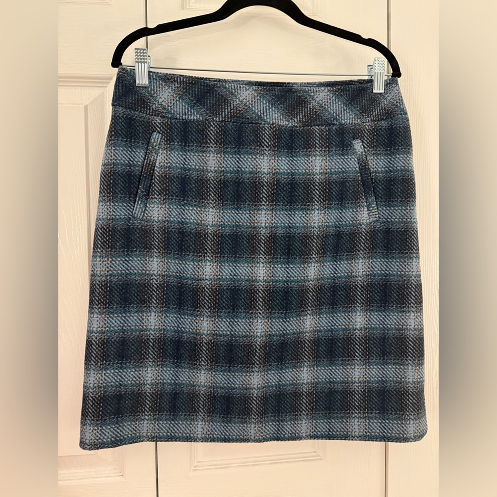 Talbots Blue Plaid Pencil Skirt